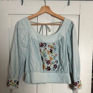 Anthropologie striped embellished blouses size small